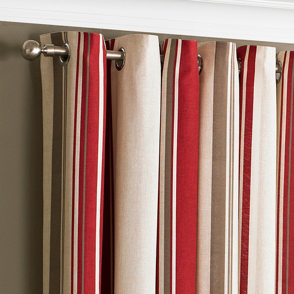 Broadway Raspberry Eyelet Curtains Red, Brown and White – image 1