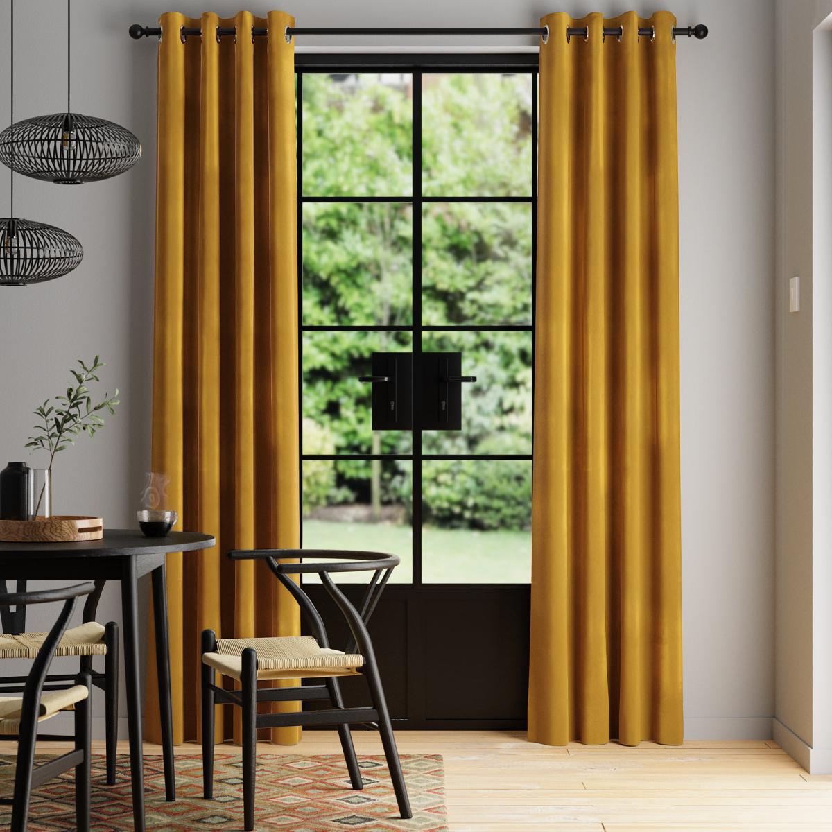Phoenix Velour Gold Thermal Eyelet Curtains Old Gold – image 2