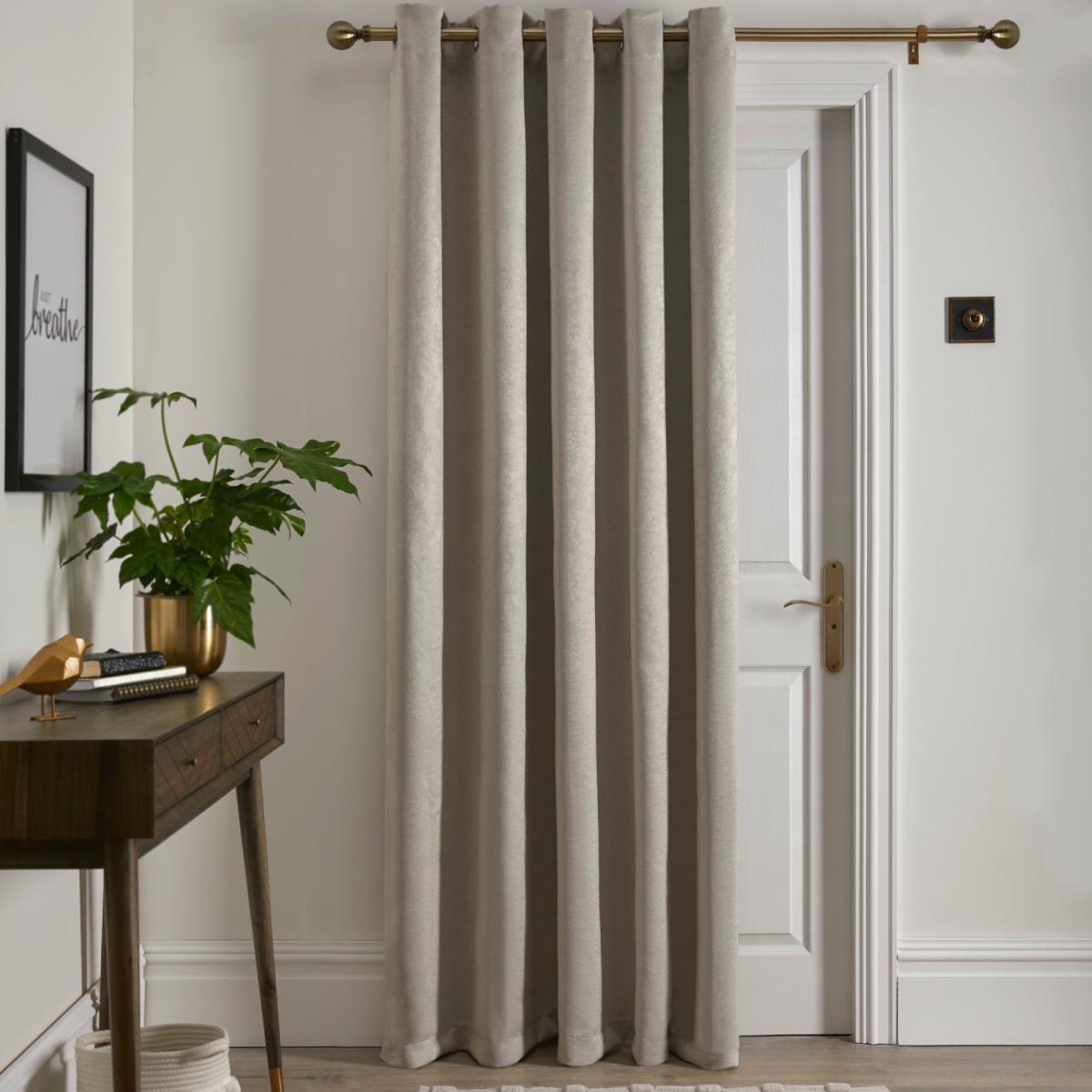 Fusion Strata Dim Out Woven Natural Eyelet Door Curtain Natural – image 2
