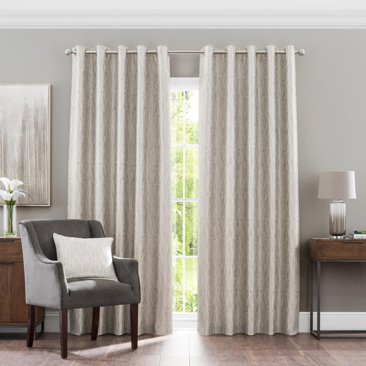 Linear Waves Natural Eyelet Curtains Brown – image 2