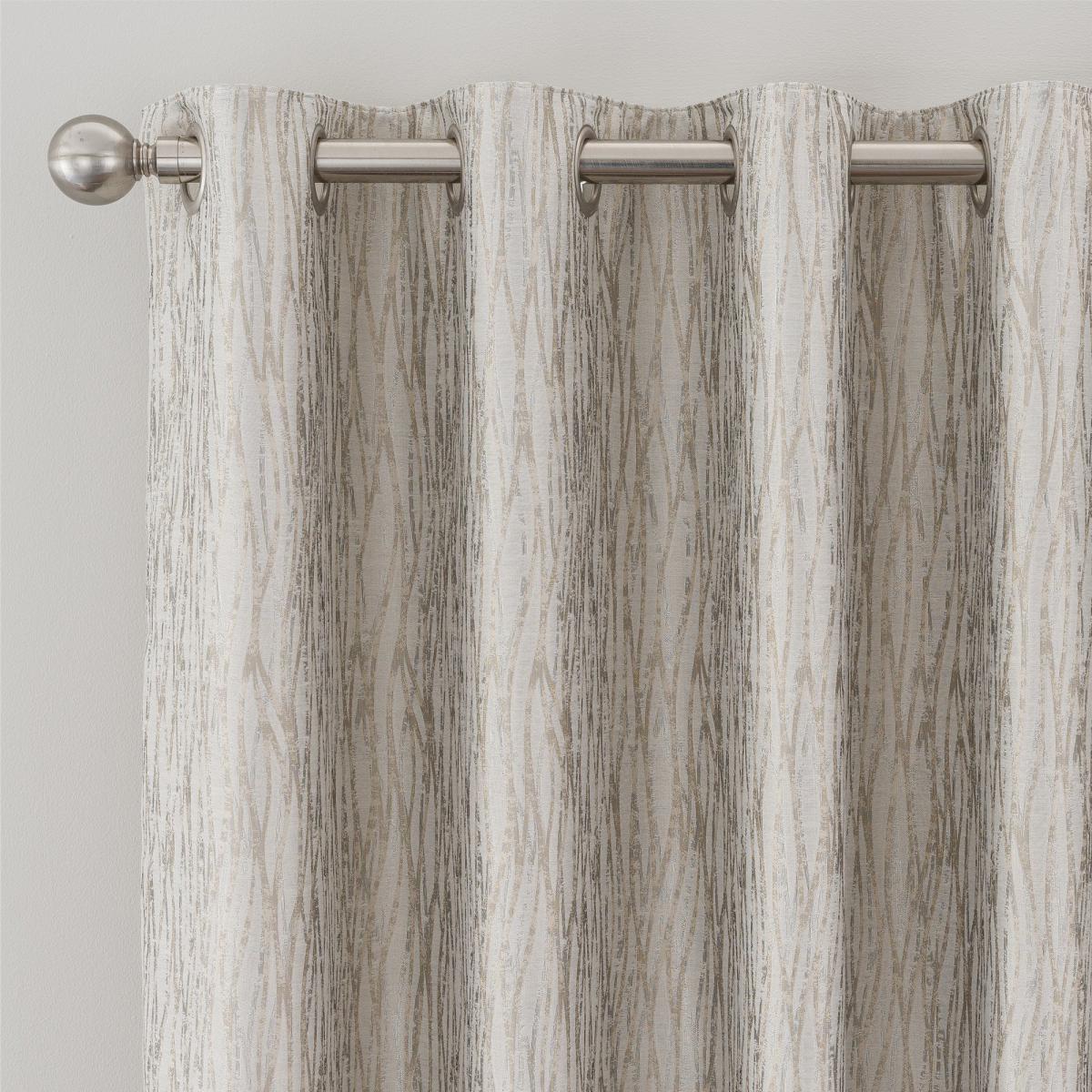 Linear Waves Natural Eyelet Curtains Brown – image 4