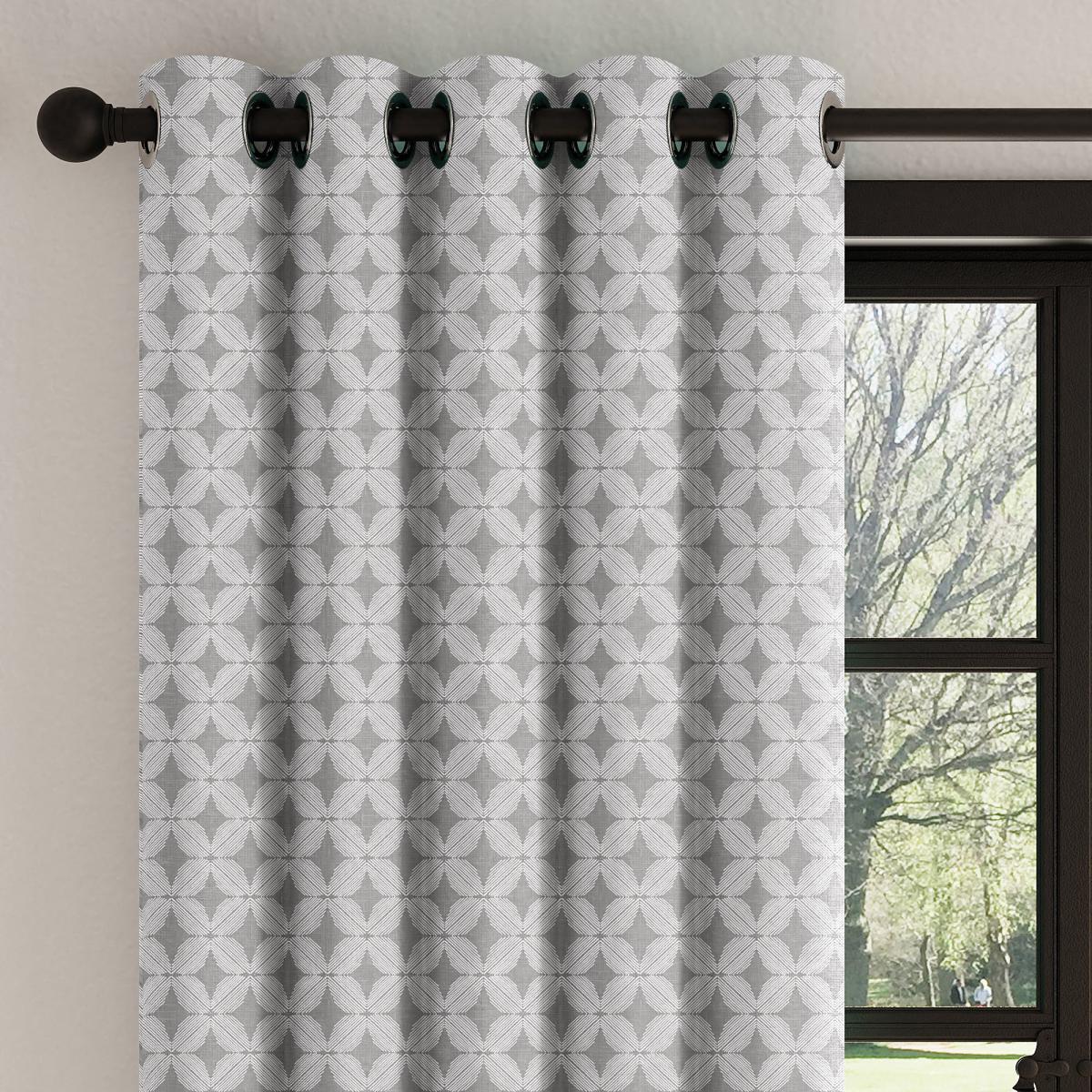 Crosby Charcoal Geometric Eyelet Curtains Charcoal (Grey) – image 1