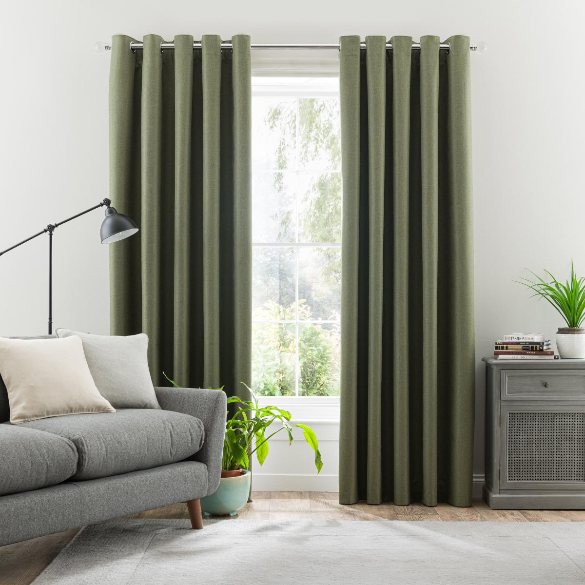 Montreal Olive Green Thermal Ultra Blackout Eyelet Curtains Olive (Green) – image 2