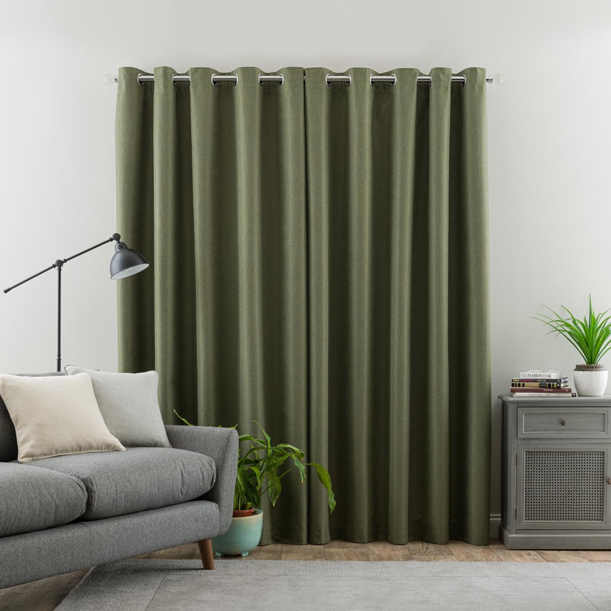 Montreal Olive Green Thermal Ultra Blackout Eyelet Curtains Olive (Green) – image 4