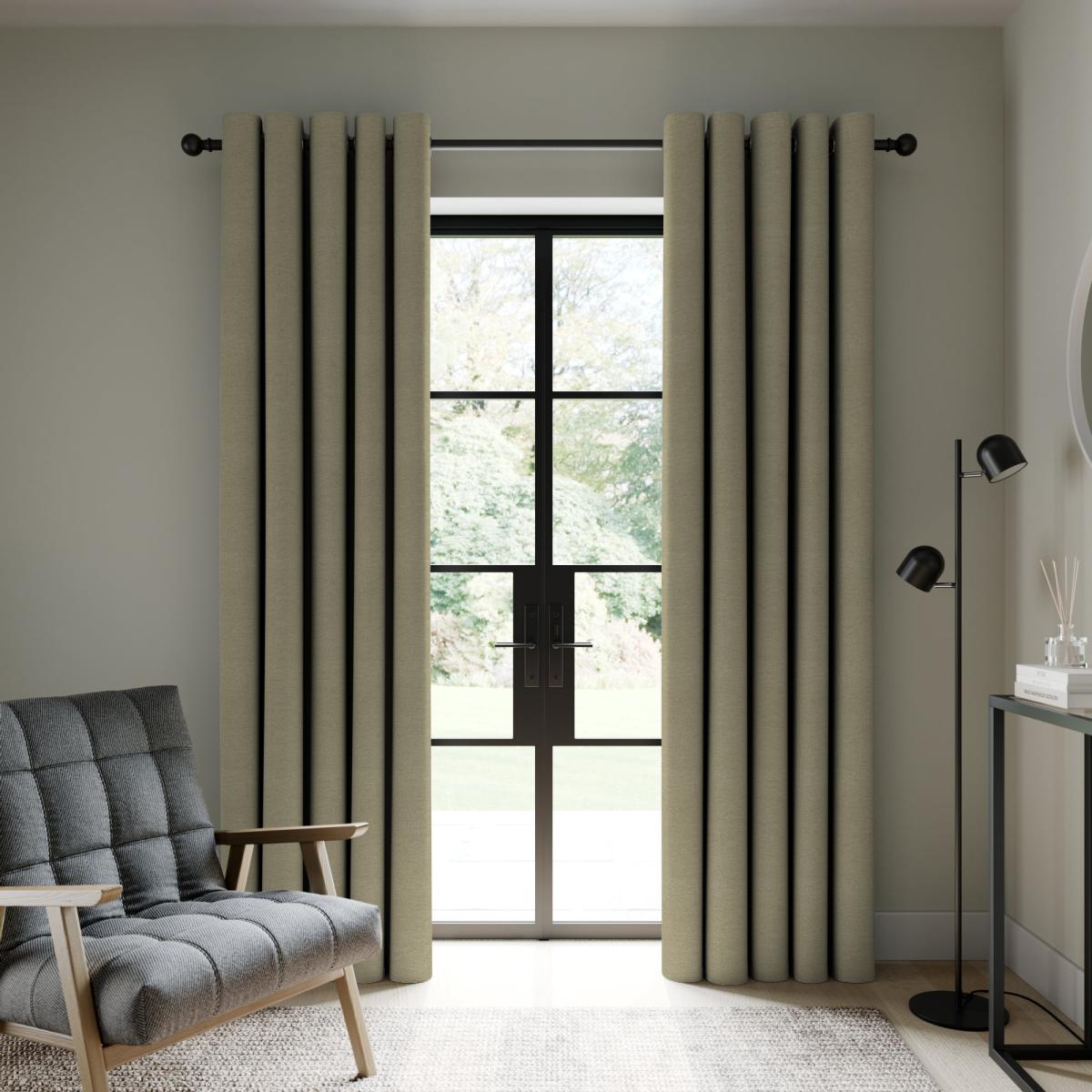 Berlin Olive Blackout Eyelet Curtains Green – image 2