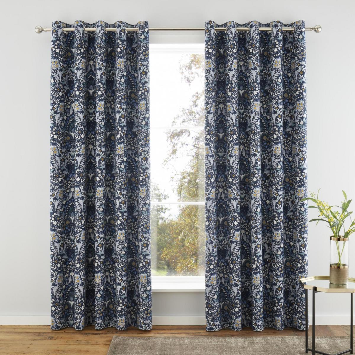 Hardwick Blue Blackout Eyelet Curtains Blue/White – image 2
