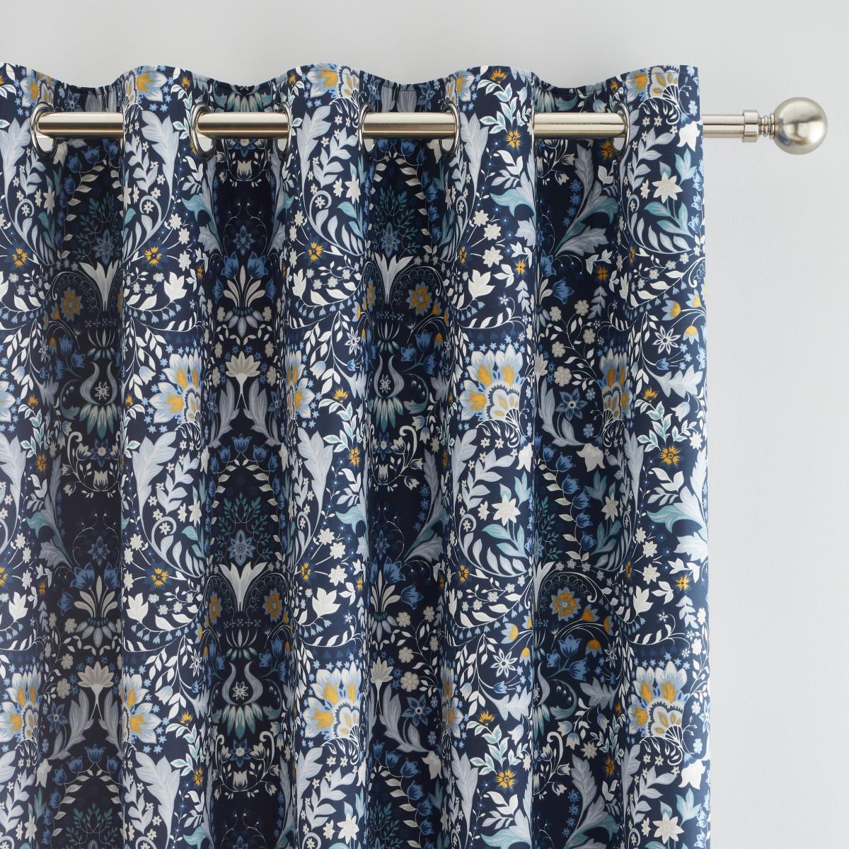 Hardwick Blue Blackout Eyelet Curtains Blue/White – image 1