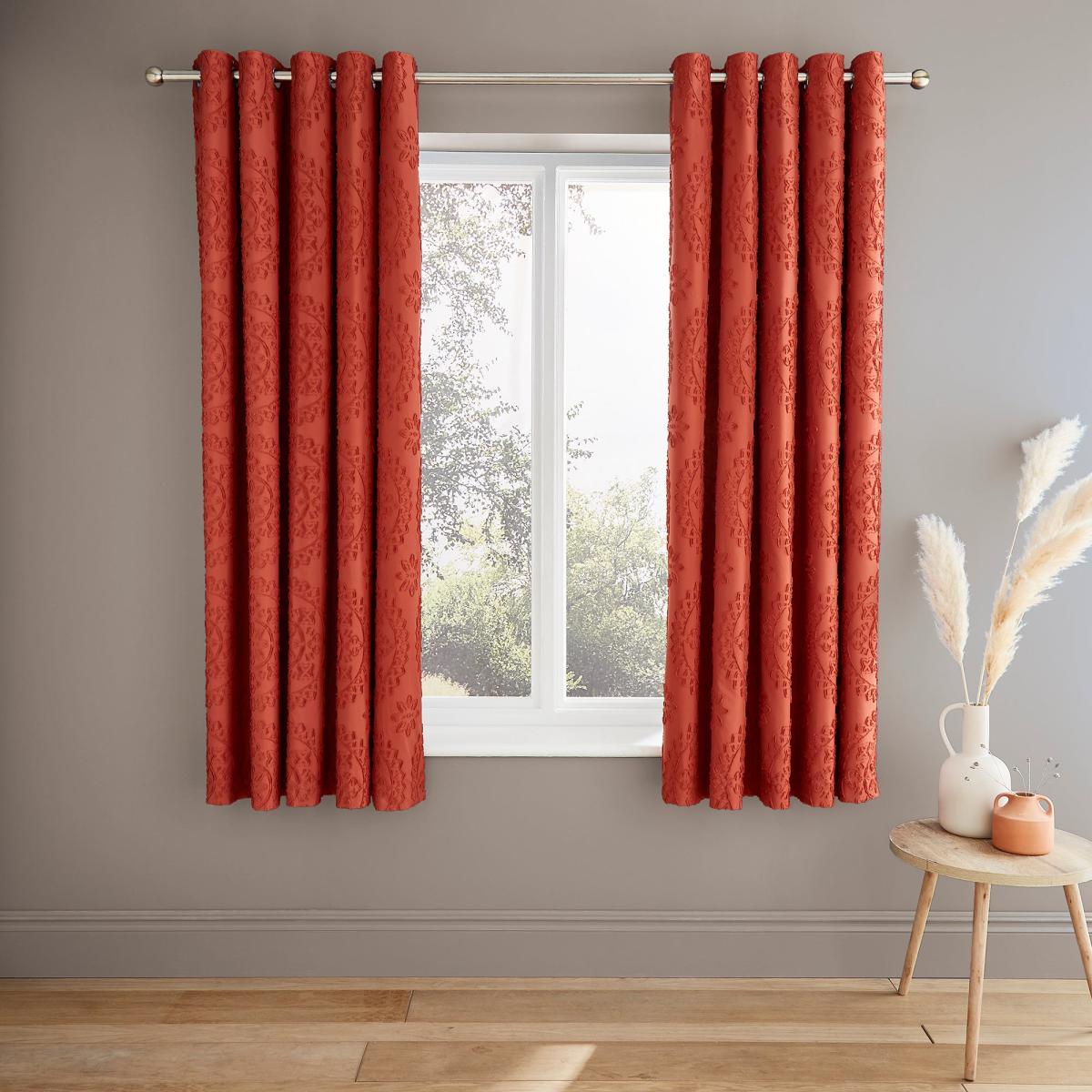 Mandala Orange Umber Blackout Eyelet Curtain Orange Umber – image 3