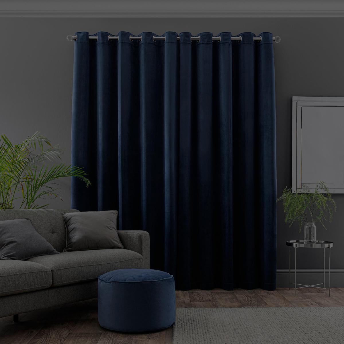 Isla Thermal Blackout Ultra Midnight Blue Eyelet Curtains Blue – image 7