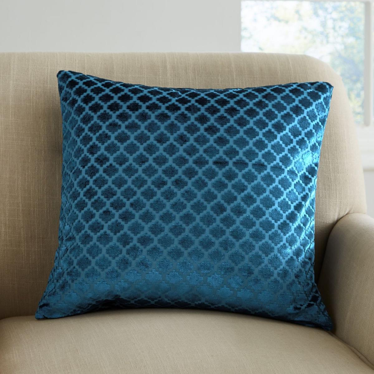 Cut Velvet Charm Blue Thermal Eyelet Curtains Blue – image 4
