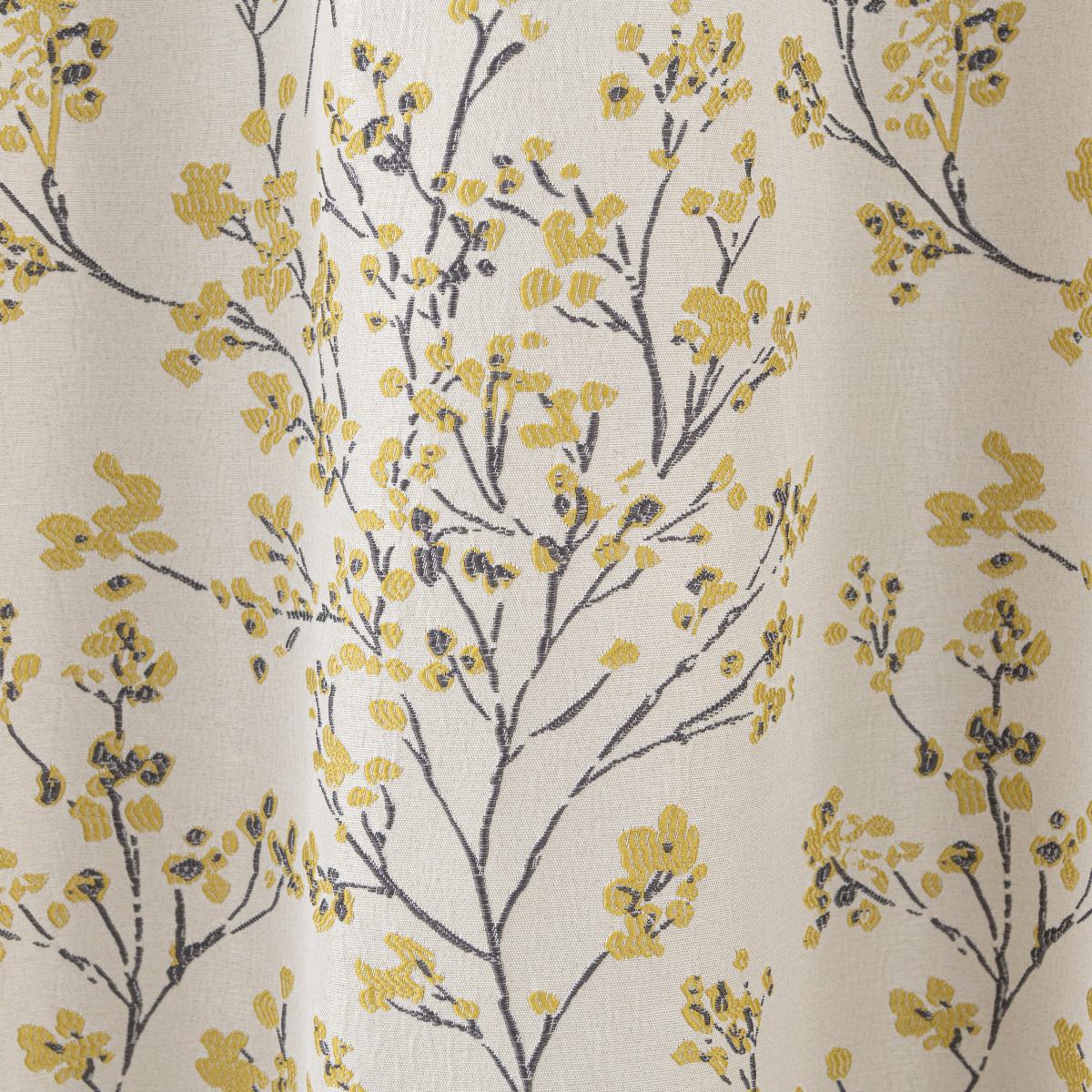 Sakura Ochre Floral Blackout Eyelet Curtains Yellow – image 3