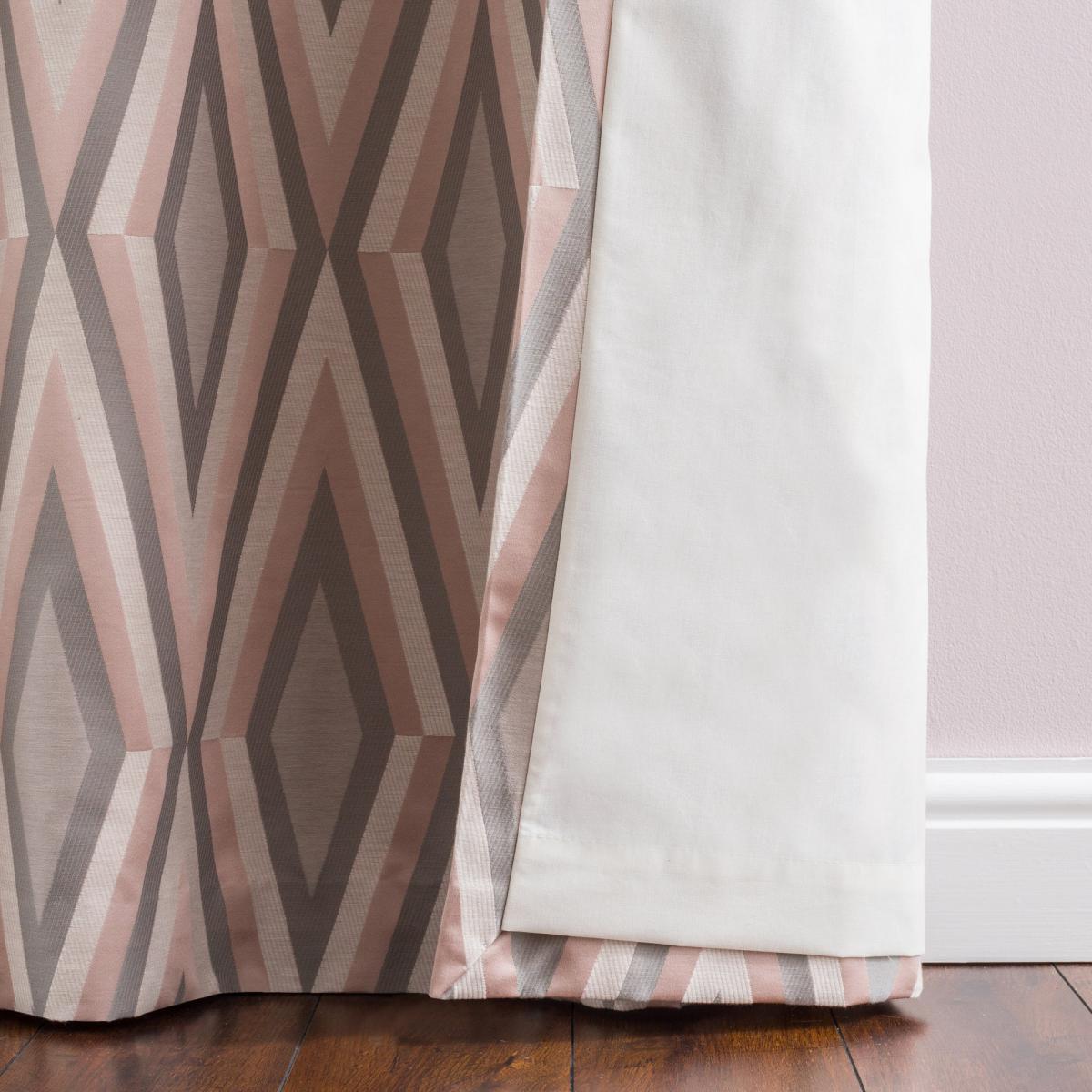 Diamond Jacquard Blush Eyelet Curtains Blush, Grey and White – image 6
