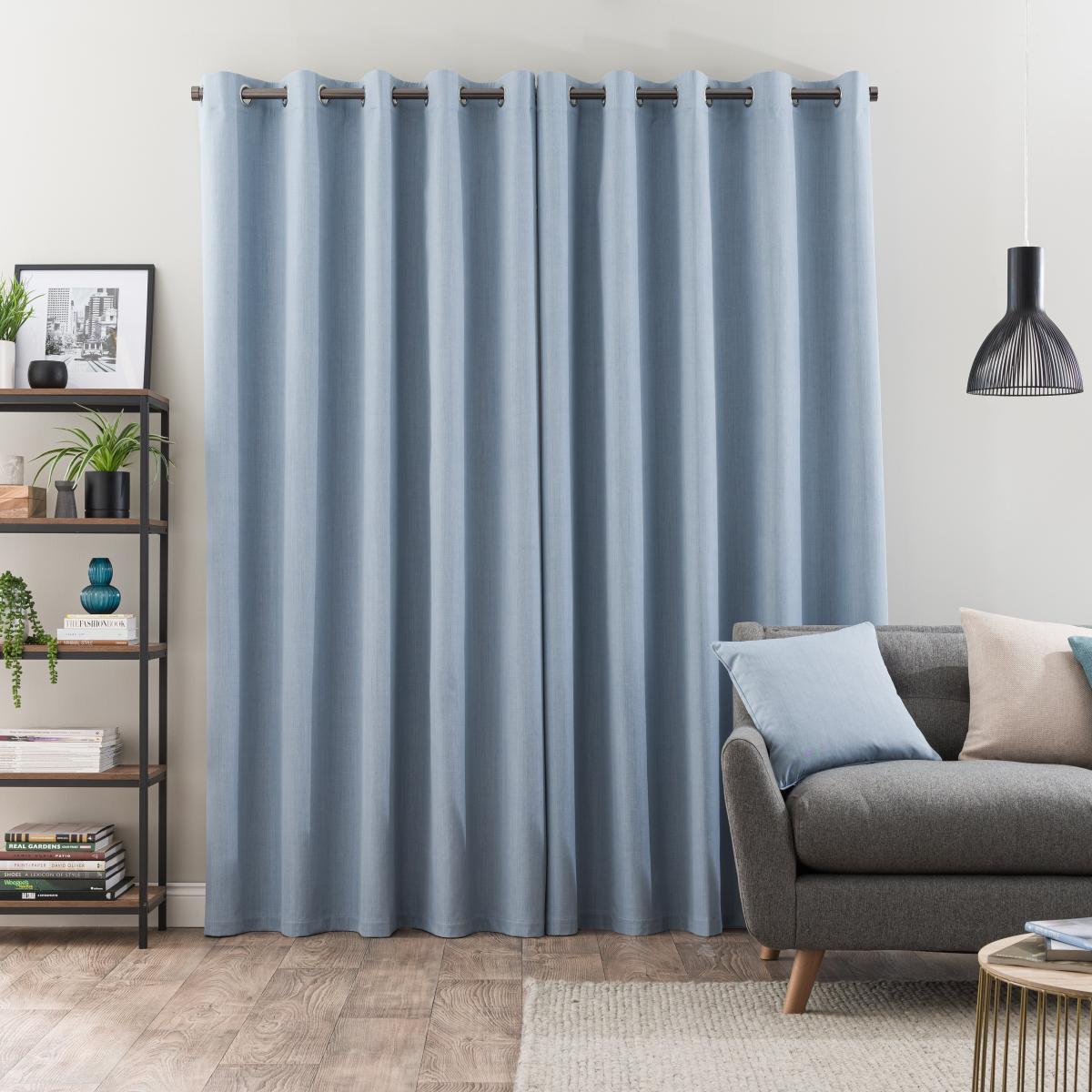 Solar Ashley Blue Blackout Eyelet Curtains Light Blue – image 4