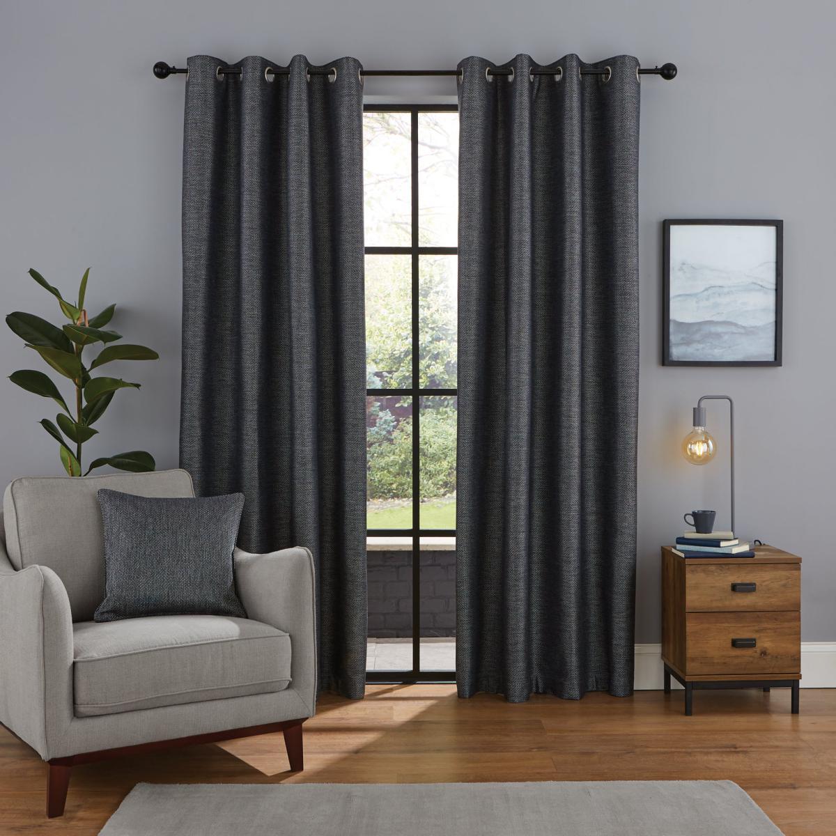 Harper Navy Eyelet Curtains Navy Blue – image 2