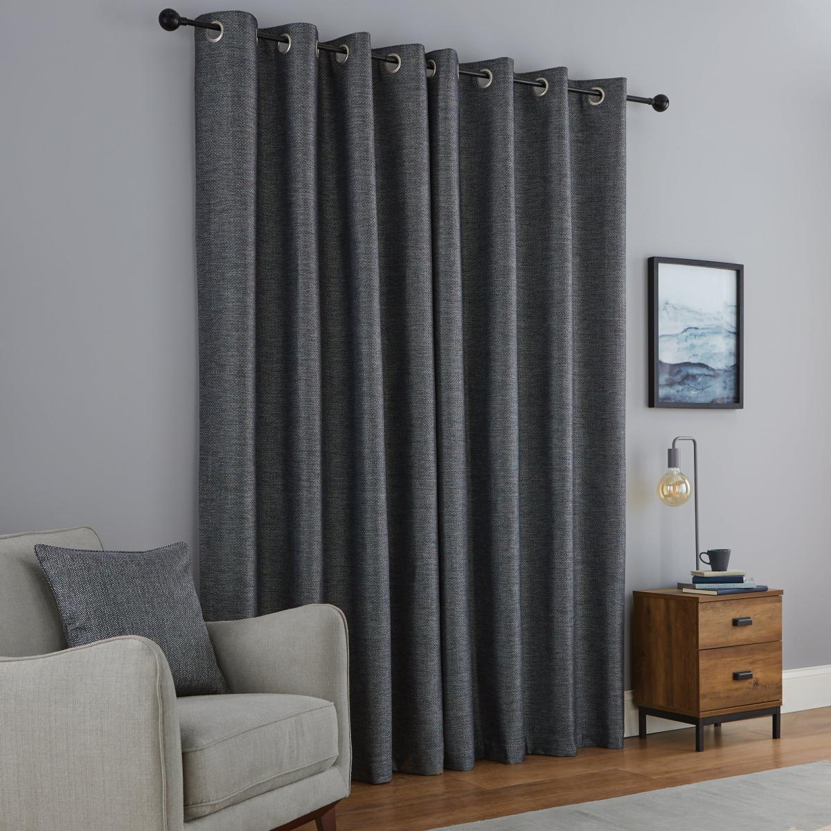 Harper Navy Eyelet Curtains Navy Blue – image 4