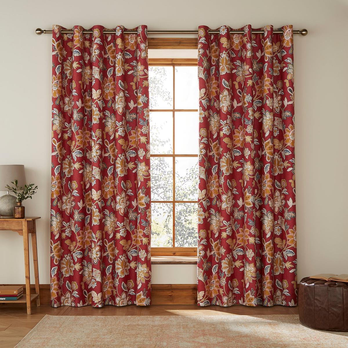 Dorma Samira Saffron Red Blackout Eyelet Curtains Red – image 2