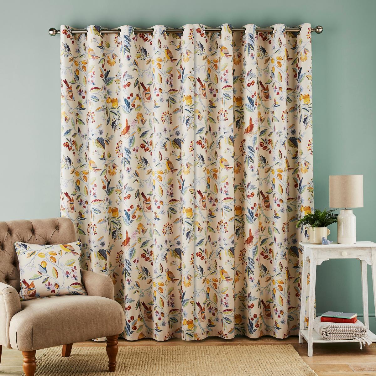 Bird and Berries Eyelet Curtain Natural – image 3