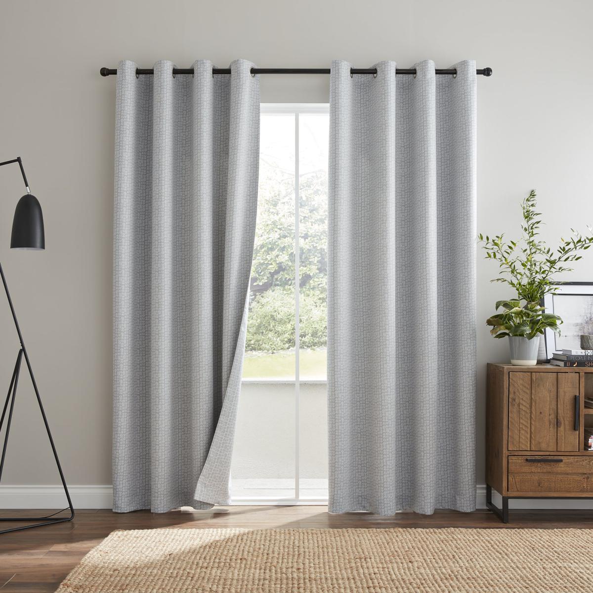 Odin Grey Reversible Eyelet Curtains Grey – image 4