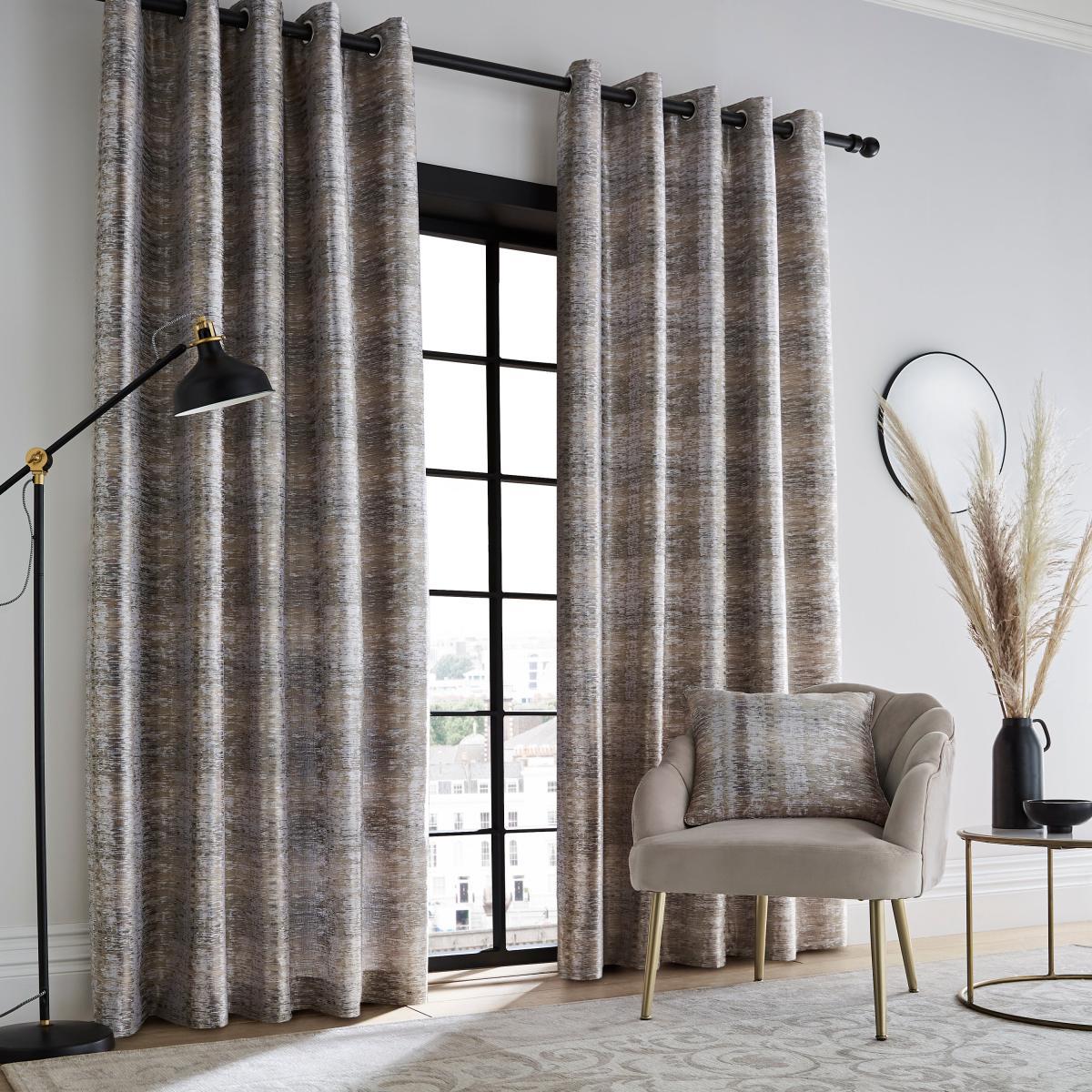 Islington Stripe Champagne Eyelet Curtains Champagne – image 2