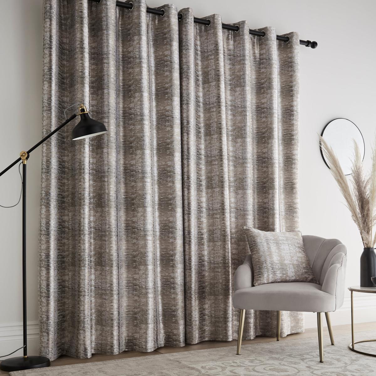 Islington Stripe Champagne Eyelet Curtains Champagne – image 3