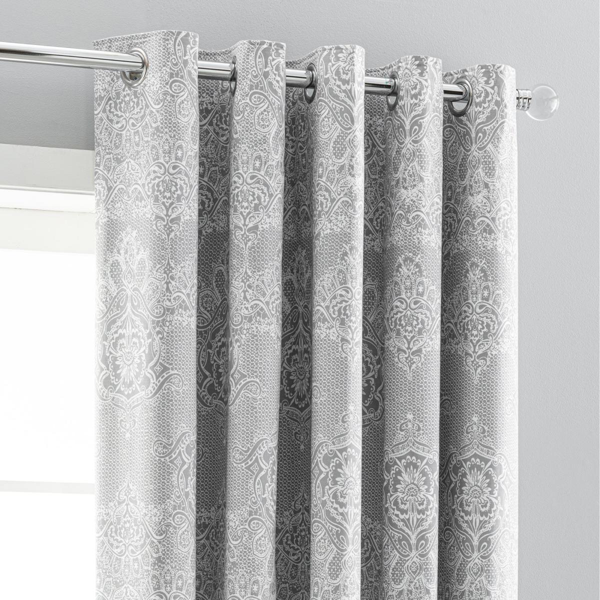 Eleanor Grey Blackout Eyelet Curtains Grey – image 2