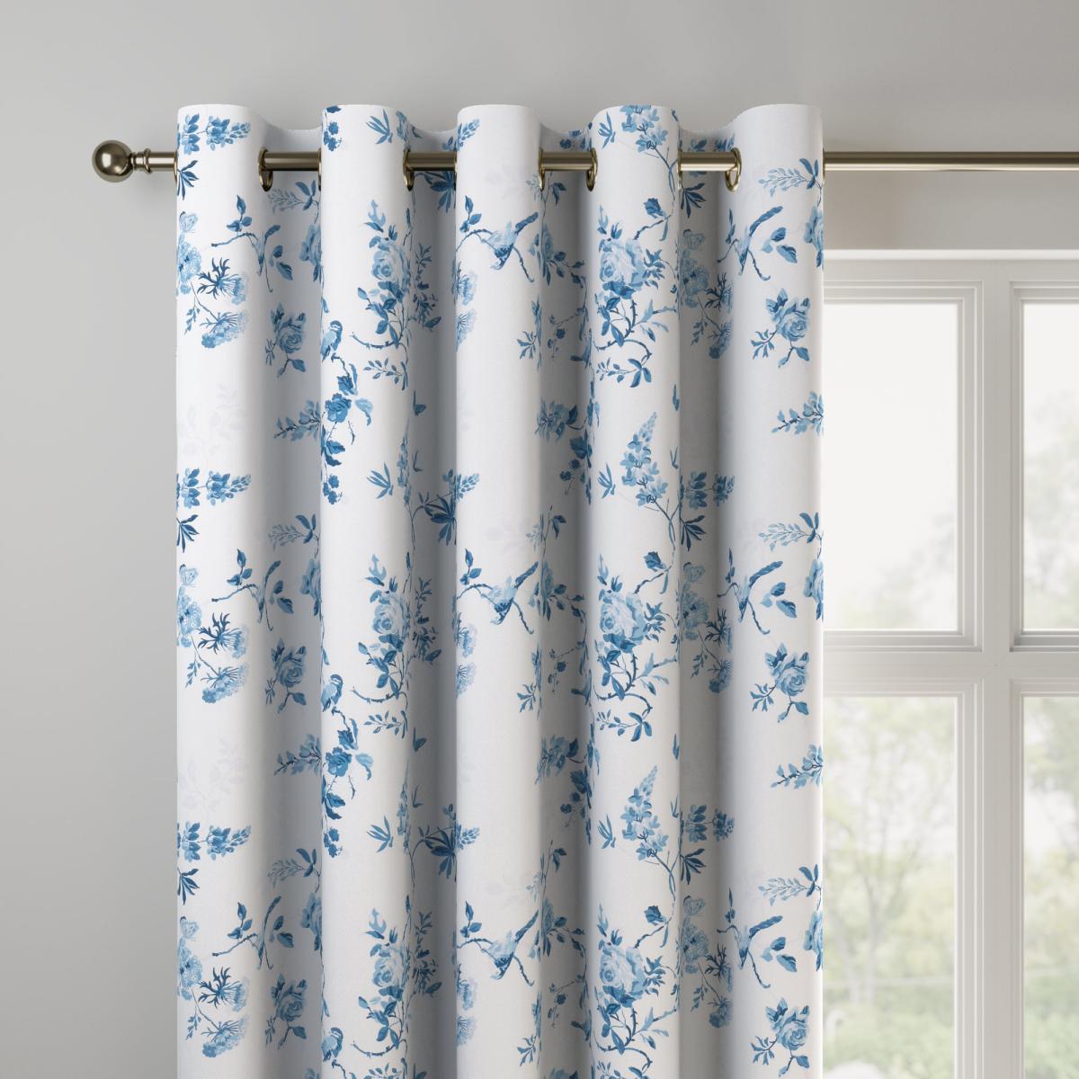 Birds and Roses Made to Measure Curtains Birds and Roses Blue – image 2