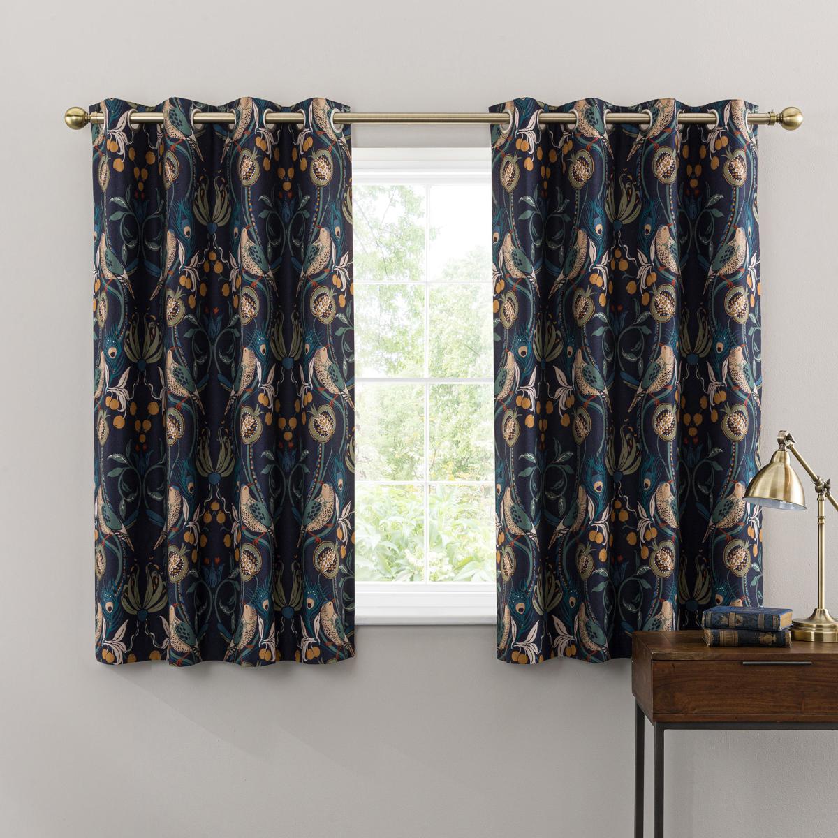 Havisham Navy Eyelet Curtains Navy Blue/Green – image 5