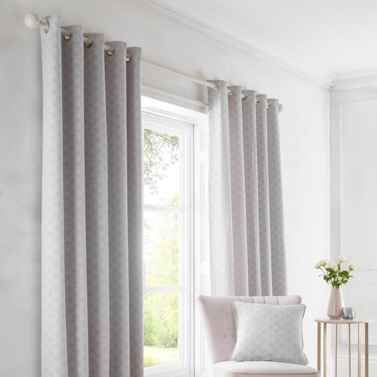 Tiffany Silver Eyelet Curtains Silver – image 2