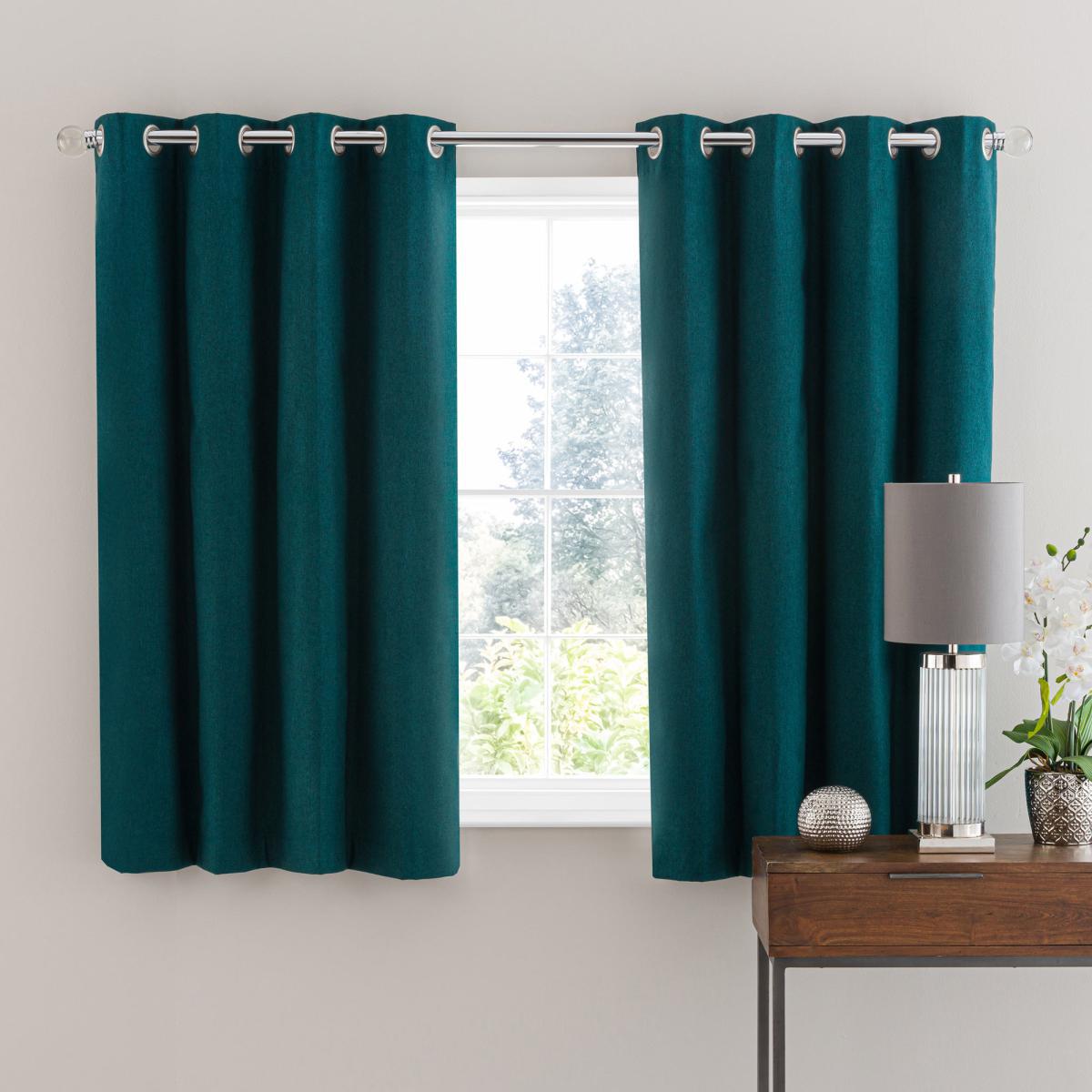 Luna Brushed Peacock Blackout Eyelet Curtains Green – image 4