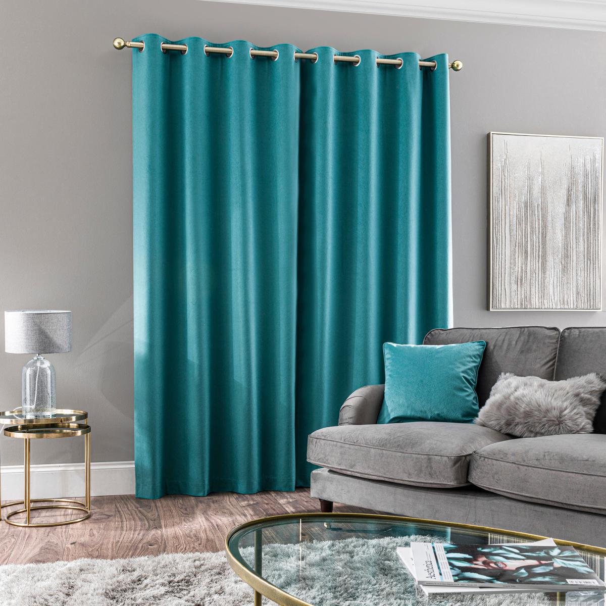 Sienna Peacock Eyelet Curtains Green – image 5