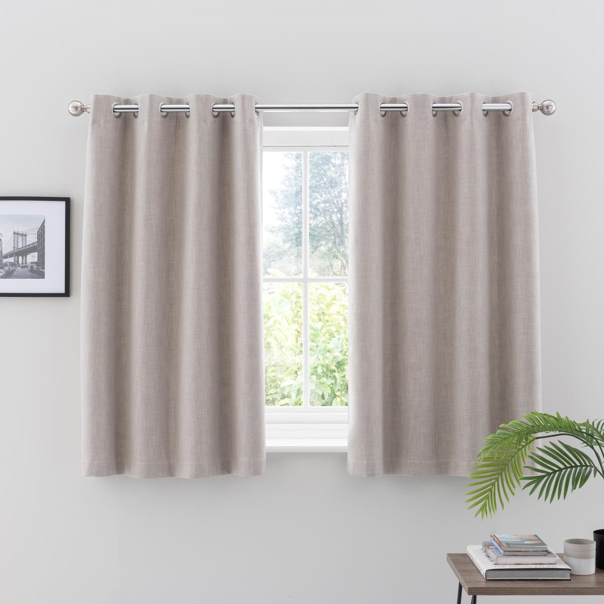 Ultra Blackout Touch of Linen Natural Eyelet Curtains Natural – image 4