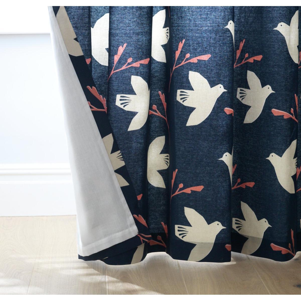 Habitat Folktale Bird Print Lined Eyelet Curtains - Blue – image 5