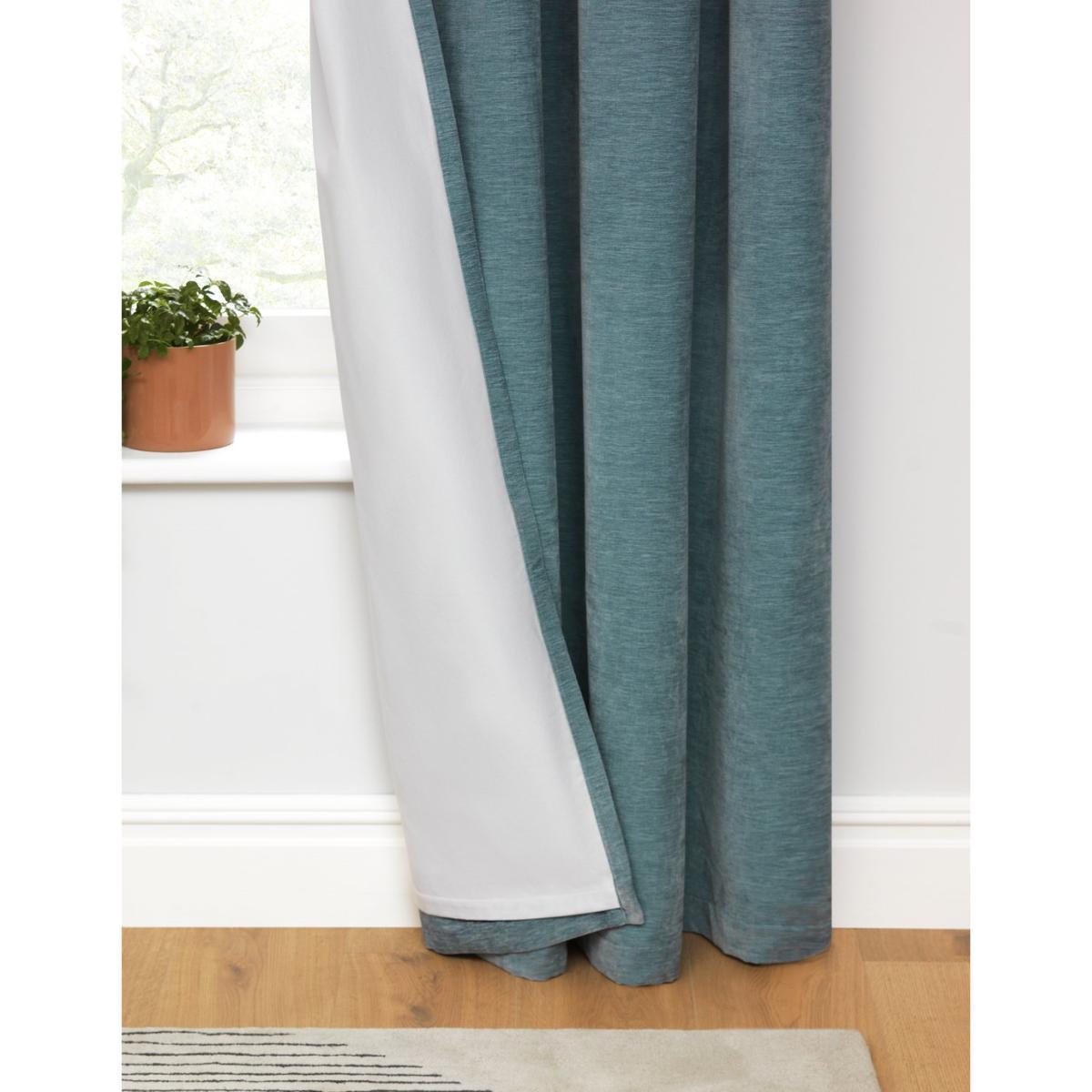 Habitat Plain Chenille Blackout Lined Eyelet Curtains - Blue – image 5