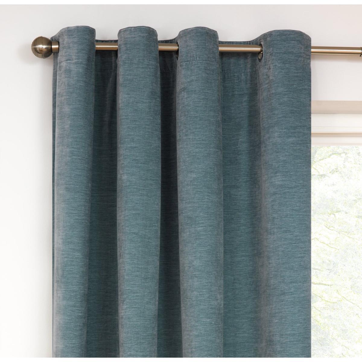 Habitat Plain Chenille Blackout Lined Eyelet Curtains - Blue – image 1