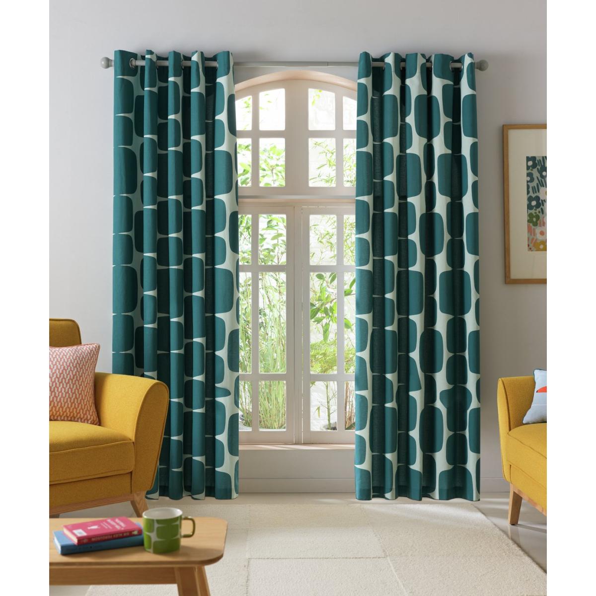 Habitat x Scion Lohko Fully Lined Eyelet Curtains - Teal – image 4