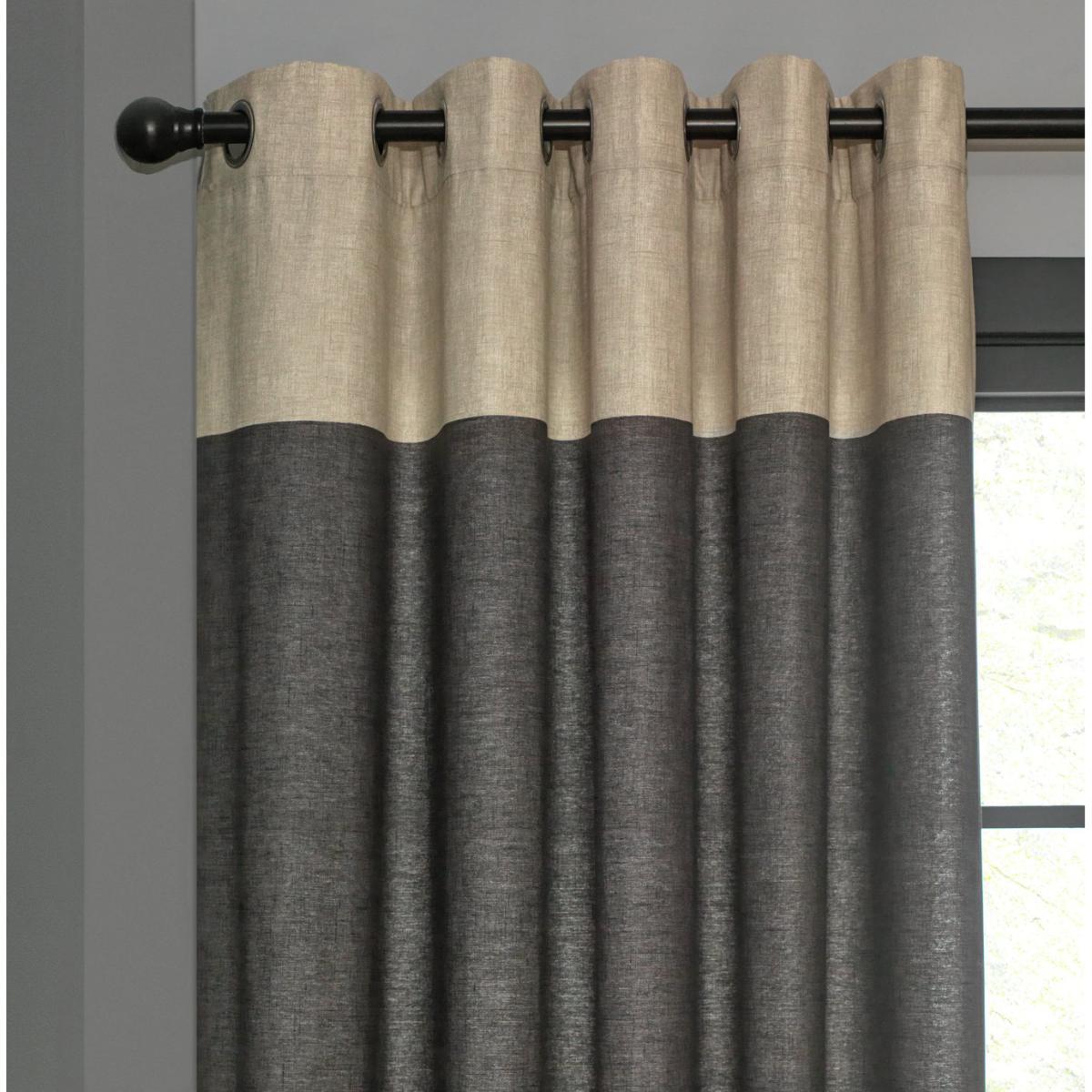 Habitat Header Lined Eyelet Curtains - Charcoal - 117x137cm