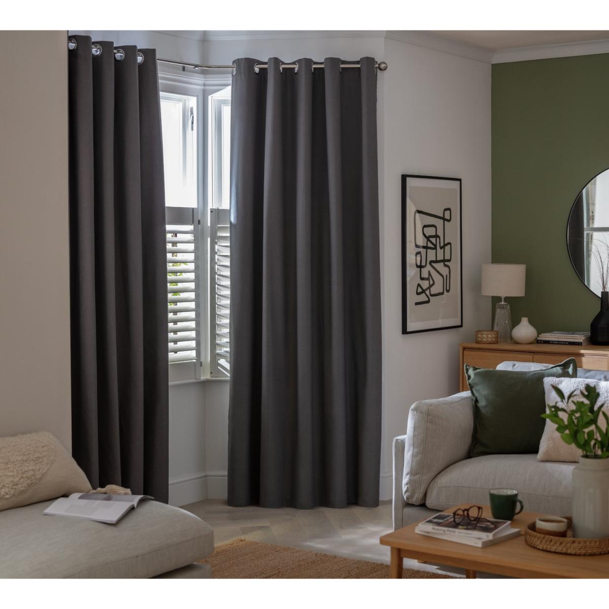 Habitat Plain Blackout Eyelet Curtain - Charcoal - 229X183cm – image 3