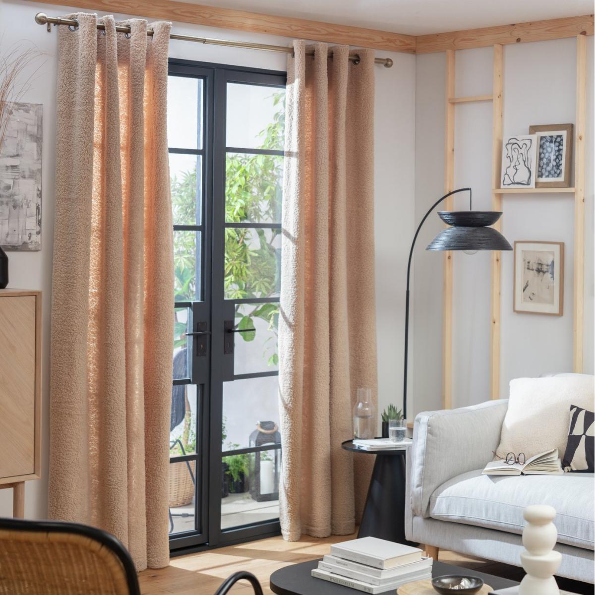 Habitat Fleece Textured Lined Eyelet Curtain - Oatmeal – image 3