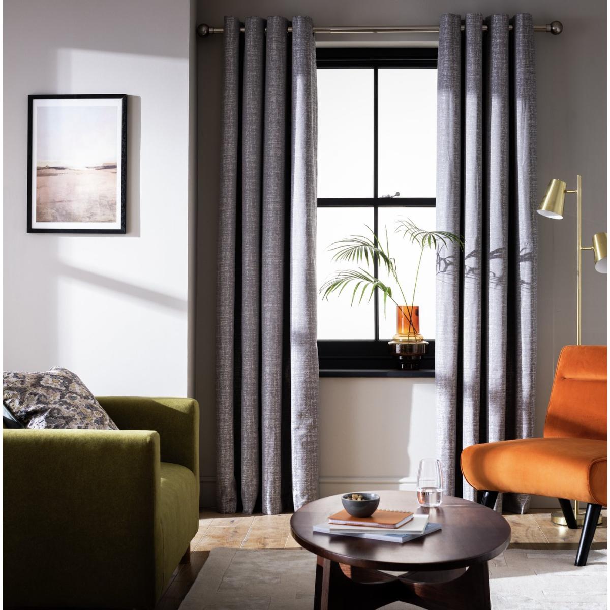 Habitat Metallic Woven Eyelet Curtain - Grey - 168x229cm – image 3