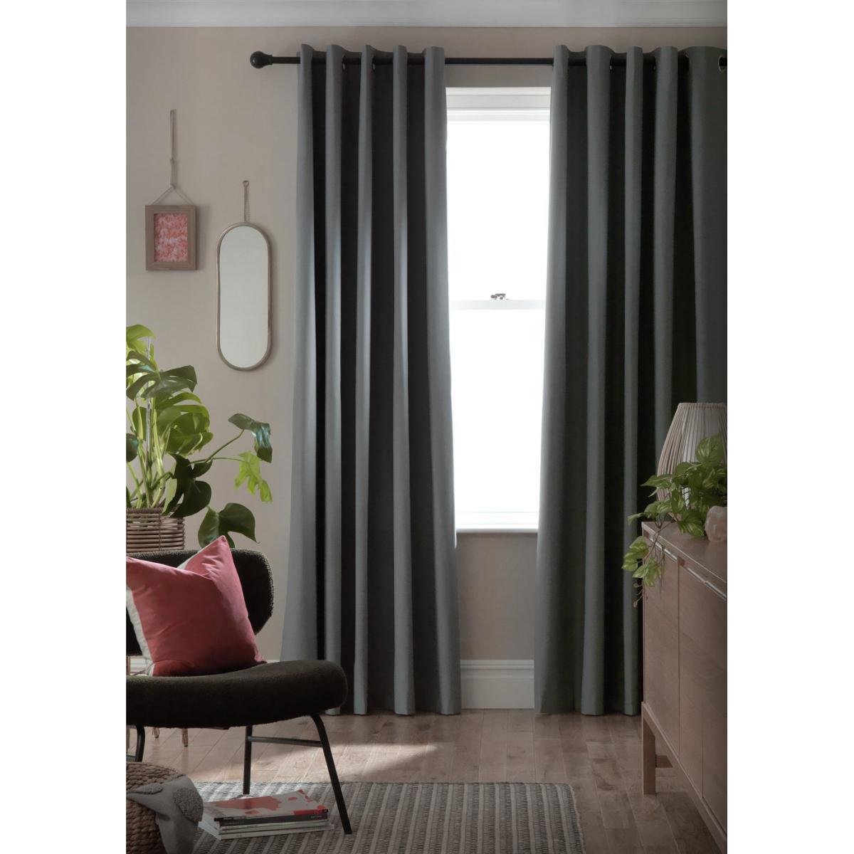 Habitat Blackout Plain Eyelet Curtains Flint Grey -165x229cm – image 3
