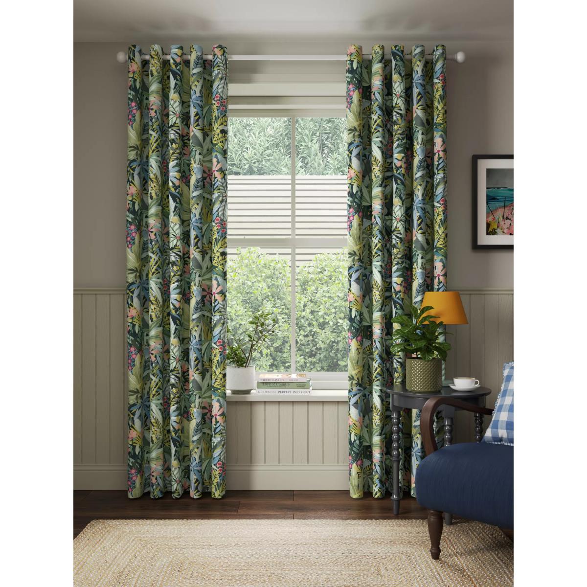 John Lewis Exotic Garden Pair Lined Eyelet Curtains, Dark Night Sky – image 2
