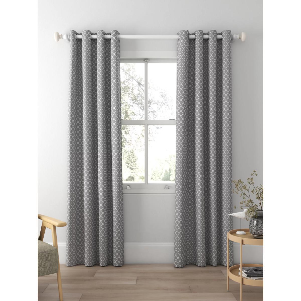 ANYDAY John Lewis & Partners Diamond Ikat Pair Lined Eyelet Curtains, Storm – image 2