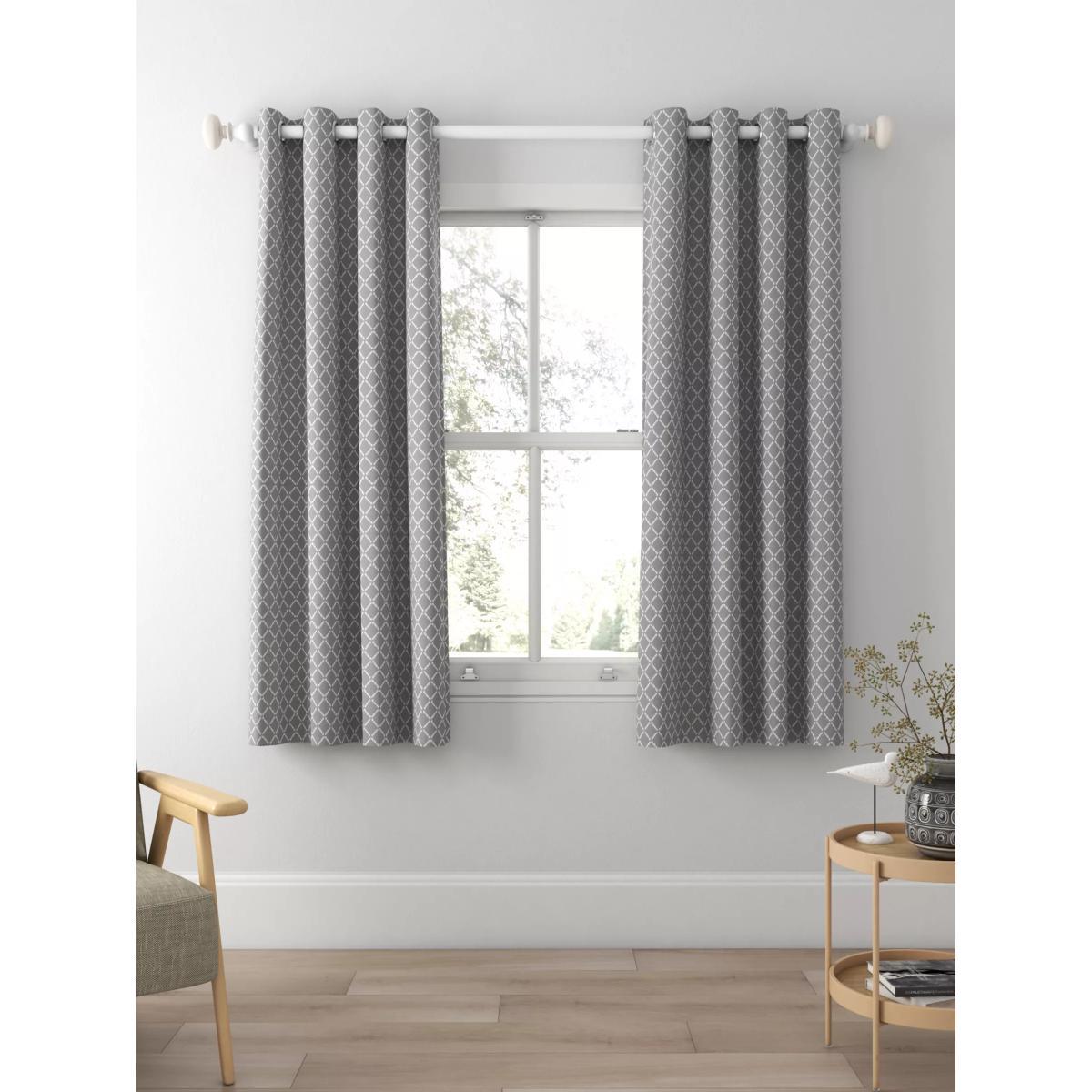 ANYDAY John Lewis & Partners Diamond Ikat Pair Lined Eyelet Curtains, Storm – image 3