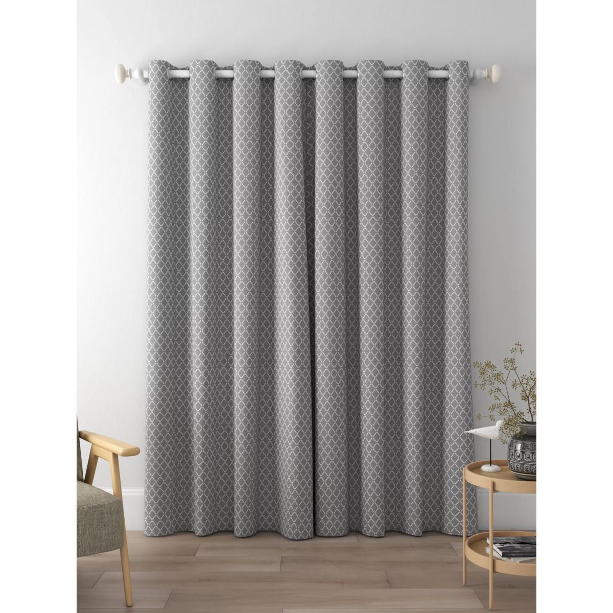 ANYDAY John Lewis & Partners Diamond Ikat Pair Lined Eyelet Curtains, Storm – image 4