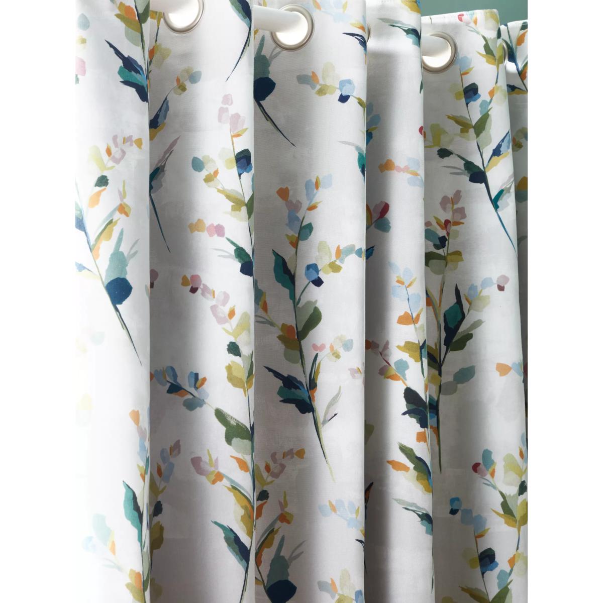 John Lewis & Partners Wildflower Sprigs Pair Blackout Lined Eyelet Curtains, Multi – image 2