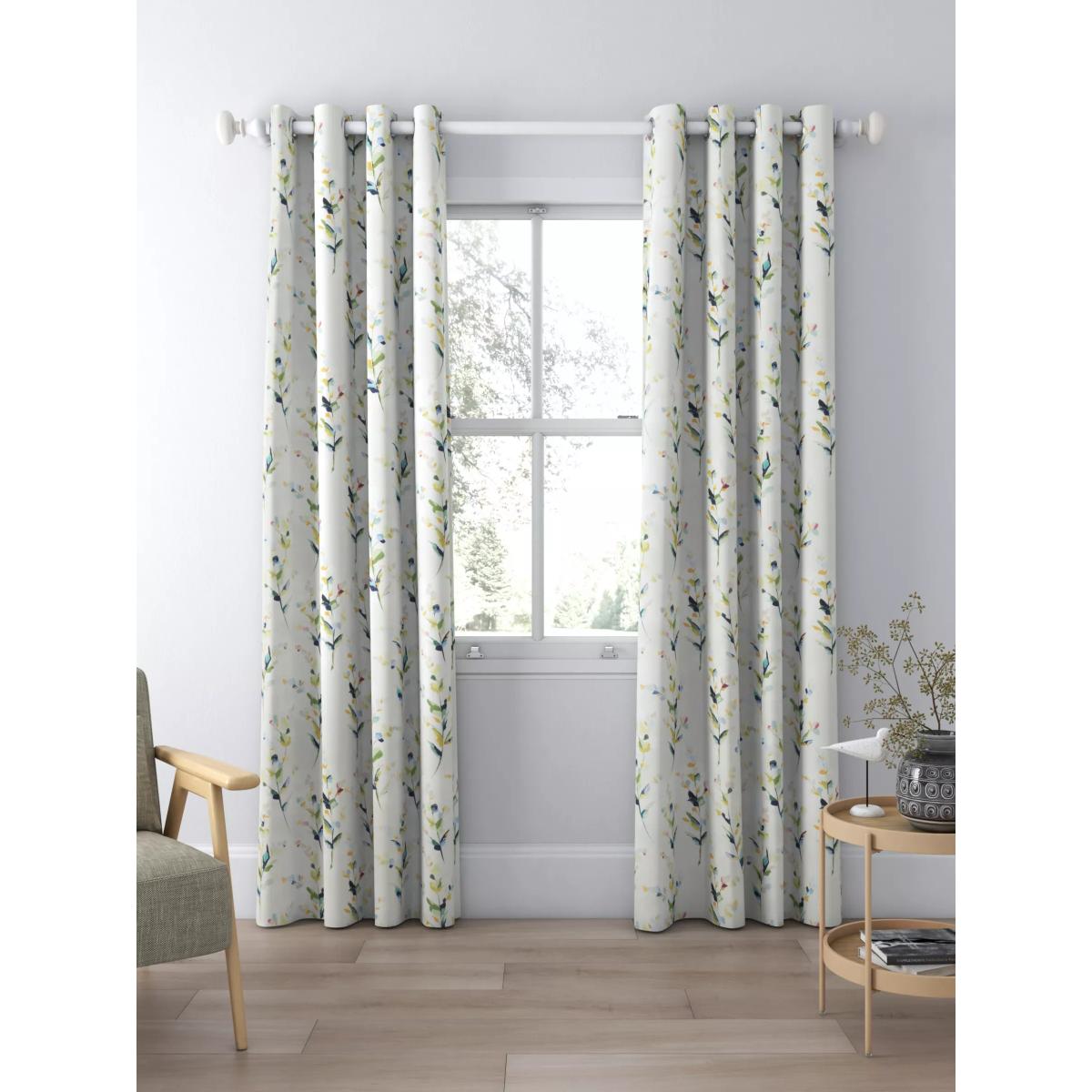 John Lewis & Partners Wildflower Sprigs Pair Blackout Lined Eyelet Curtains, Multi – image 3