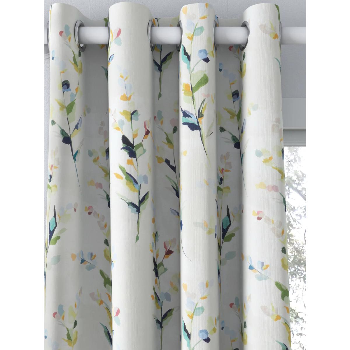 John Lewis & Partners Wildflower Sprigs Pair Blackout Lined Eyelet Curtains, Multi – image 1