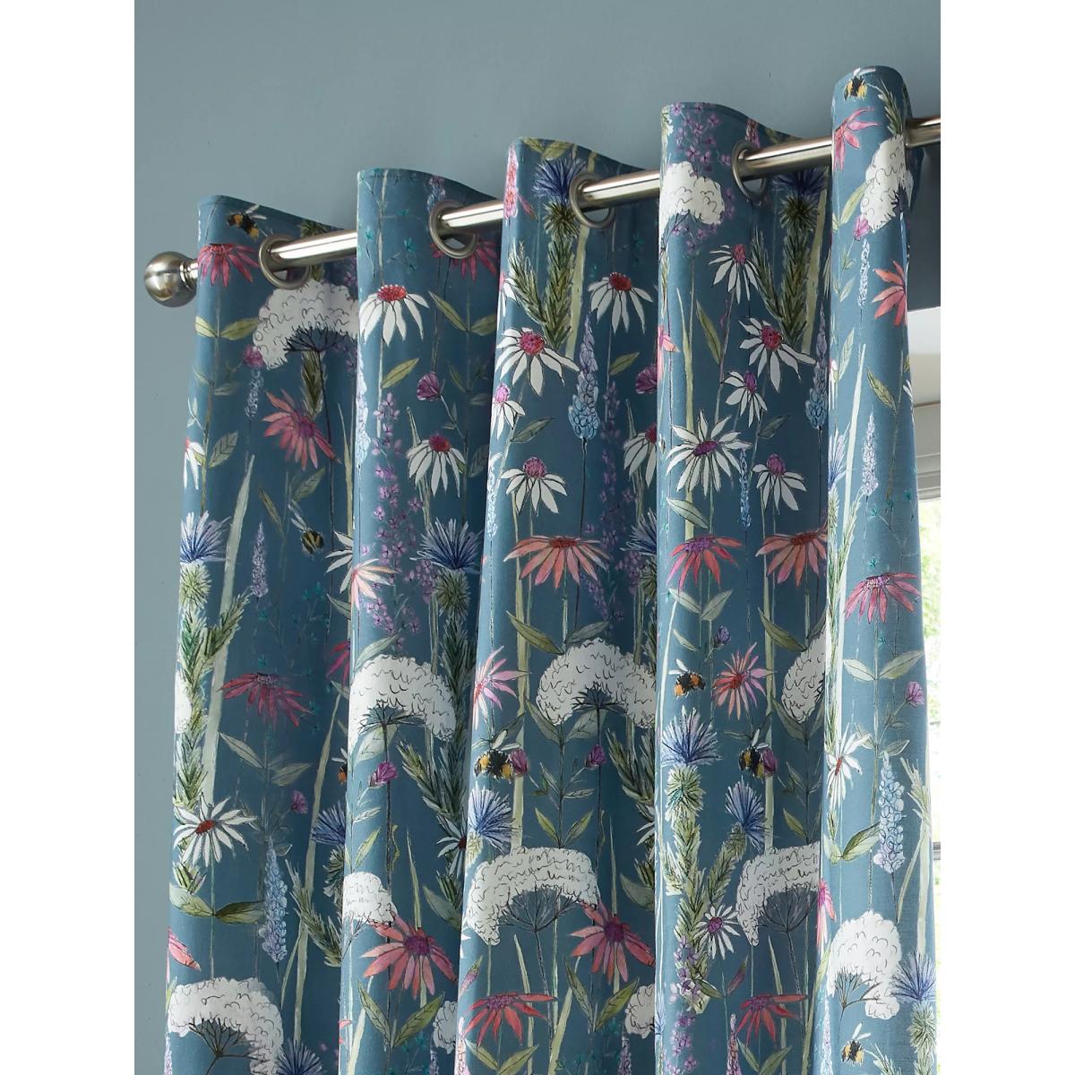 Voyage Hermione Pair Lined Eyelet Curtains, Indigo – image 2