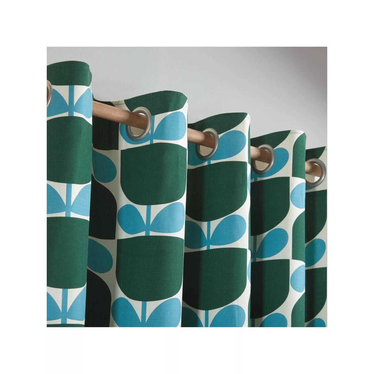 Orla Kiely Block Stem Pair Lined Eyelet Curtains, Jade – image 3