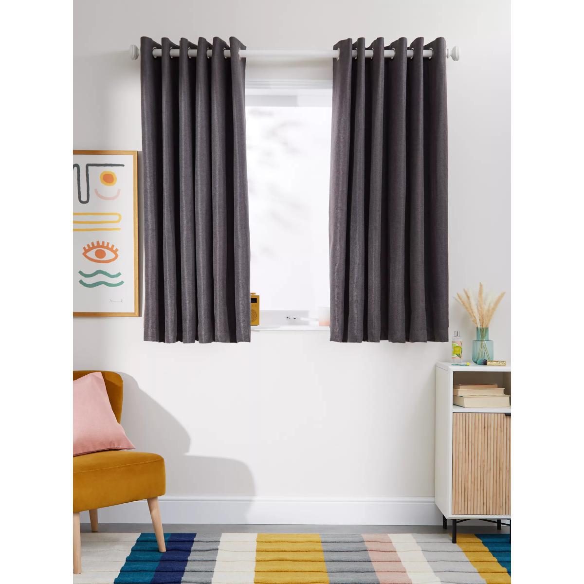 John Lewis & Partners Basket Weave Pair Blackout Lined Eyelet Curtains – image 3